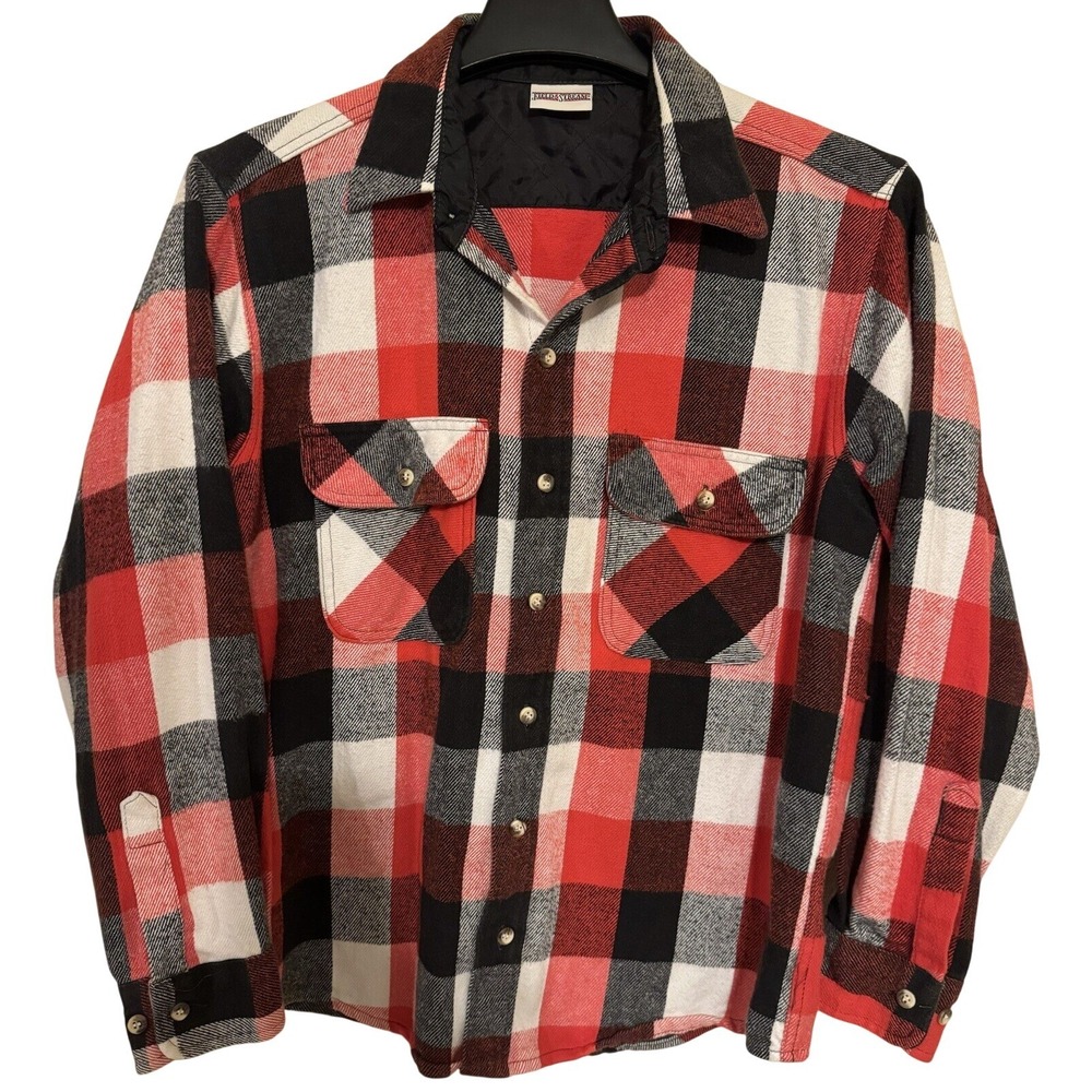 Field and Stream Shirt‎ Thick Heavy Flannel Mens Large LG Red Black Button Down